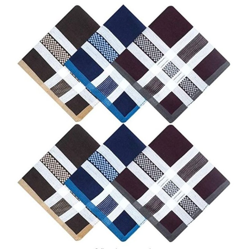 Men's Hipster Soft Cotton Handkerchiefs6 Piece Colorful Plaid Handkerchief Set B